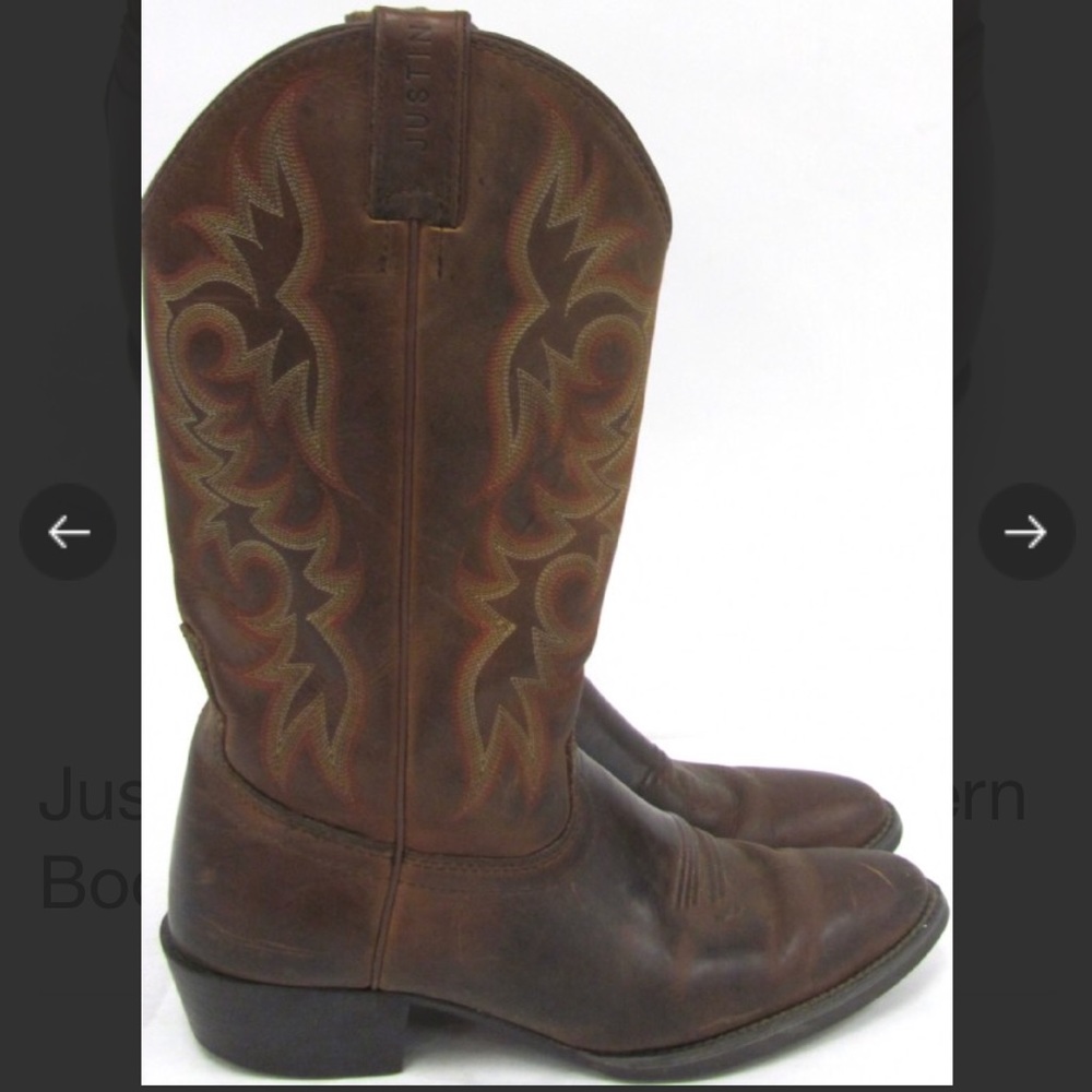 Justin Huck Brown Stampede Cowboy Boots 8.5D